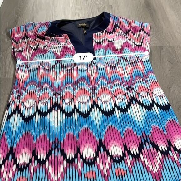 Laundry by Shelli Segal Pink Blue & Black Ikat‎ Short Sleeve Mini Shift Dress XS - Picture 8 of 9